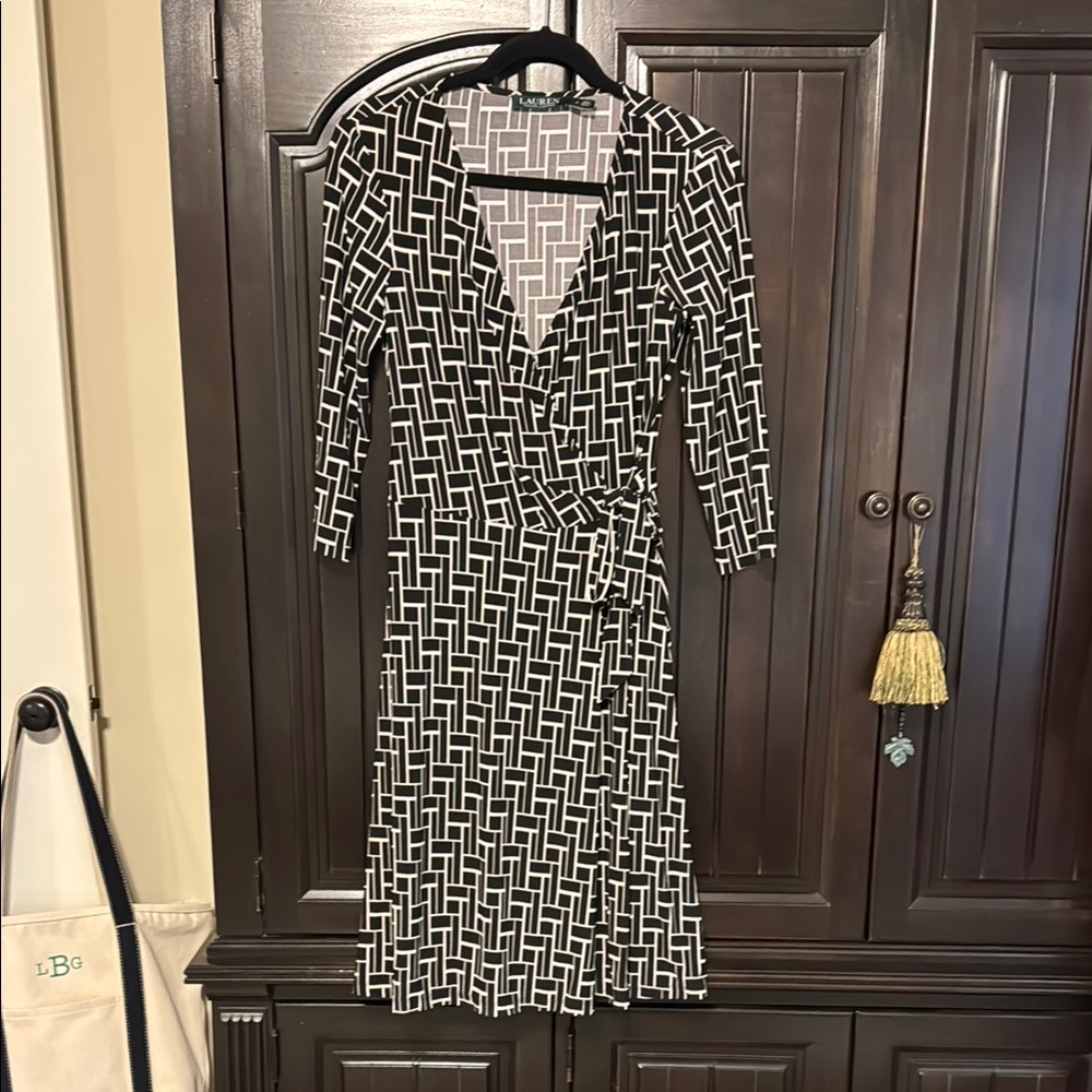 Chic Black and White Geometric Dress by Lauren